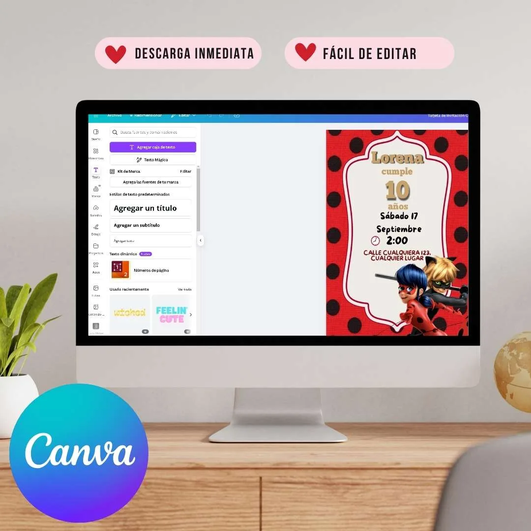 Invitación de cumpleaños de Ladybug Aventuras – Plantilla editable en Canva | Tarjeta digital e imprimible para una fiesta especial - Imagen 4