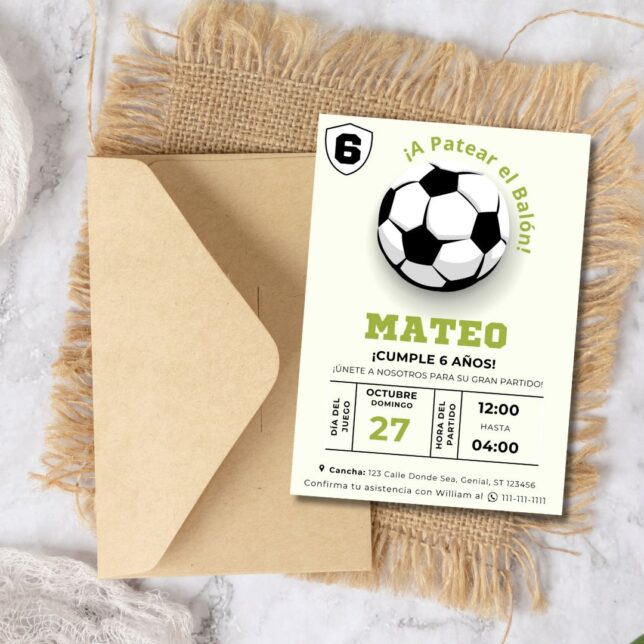 Invitación de cumpleaños de Fútbol Golazo y Pelota – Plantilla editable en Canva | Tarjeta digital e imprimible para una fiesta especial - Imagen 2