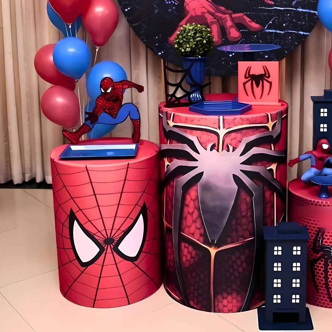 Decoración para Fiesta de hombre araña Spiderman con panel circular impreso banner y globos – Alquiler y Montaje Profesional a domicilio - Imagen 2