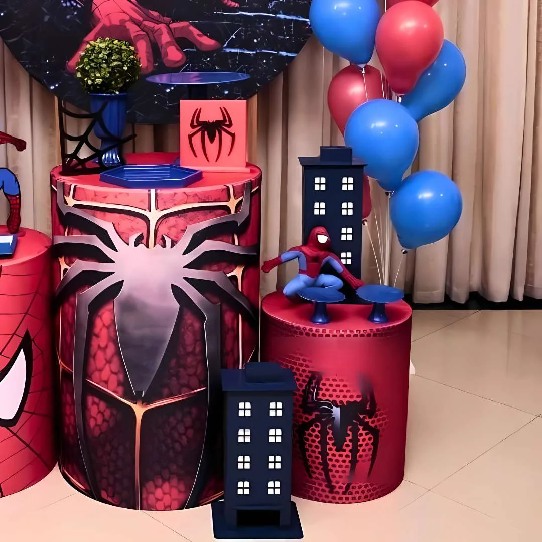 Decoración para Fiesta de hombre araña Spiderman con panel circular impreso banner y globos – Alquiler y Montaje Profesional a domicilio - Imagen 3