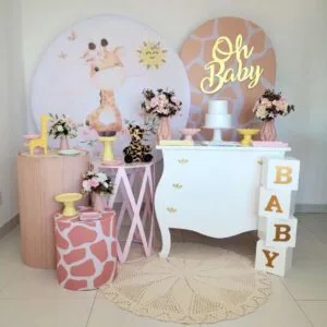Decoración para Baby Shower con temática de Jirafa – Alquiler y Montaje profesional