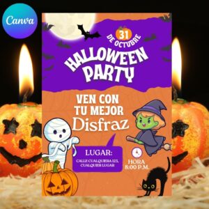 Tarjeta de Halloween Personalizable | Plantilla Editable en Canva para Imprimir