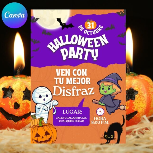 Tarjeta de Halloween Personalizable | Plantilla Editable en Canva para Imprimir