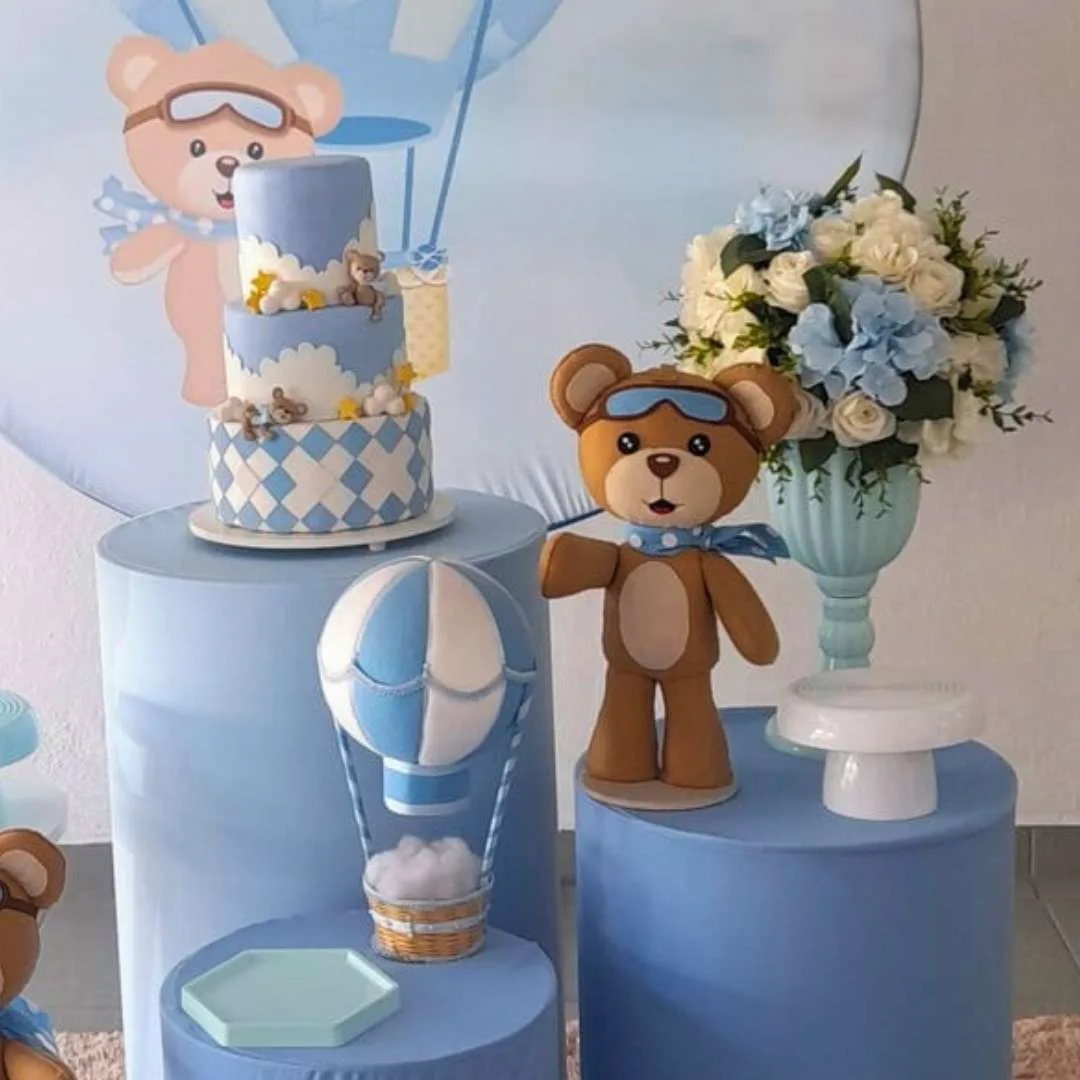 Decoración para Fiesta de Baby Shower Osito Aviador – Alquiler y Montaje profesional - Imagen 2