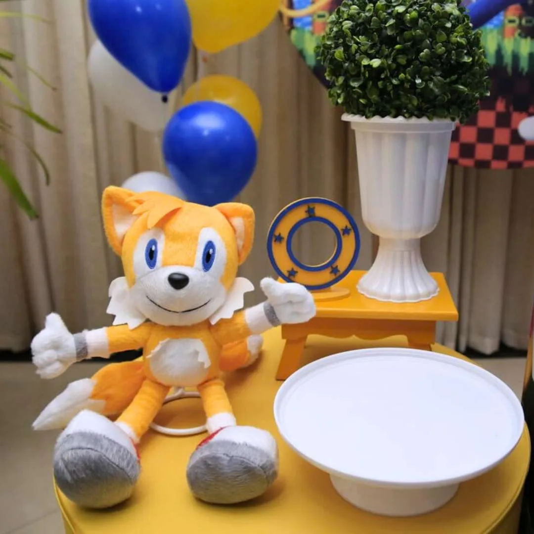 Decoración para Fiesta de Sonic con panel circular impreso, globos y pedestales – Alquiler y Montaje Profesional a domicilio - Imagen 2