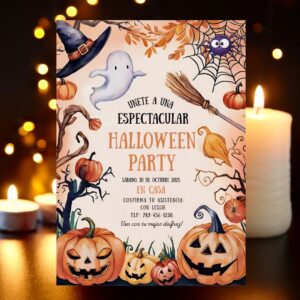 Invitación de Halloween Editable – Plantilla digital en Canva | Tarjeta imprimible para fiesta espeluznante