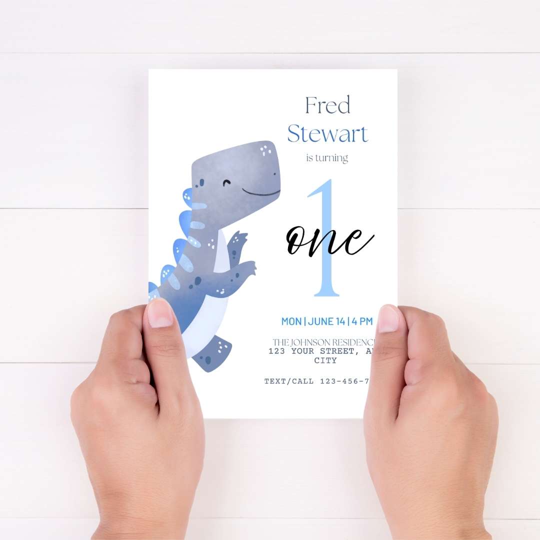 plantilla invitación cumpleaños bebe dinosaurio