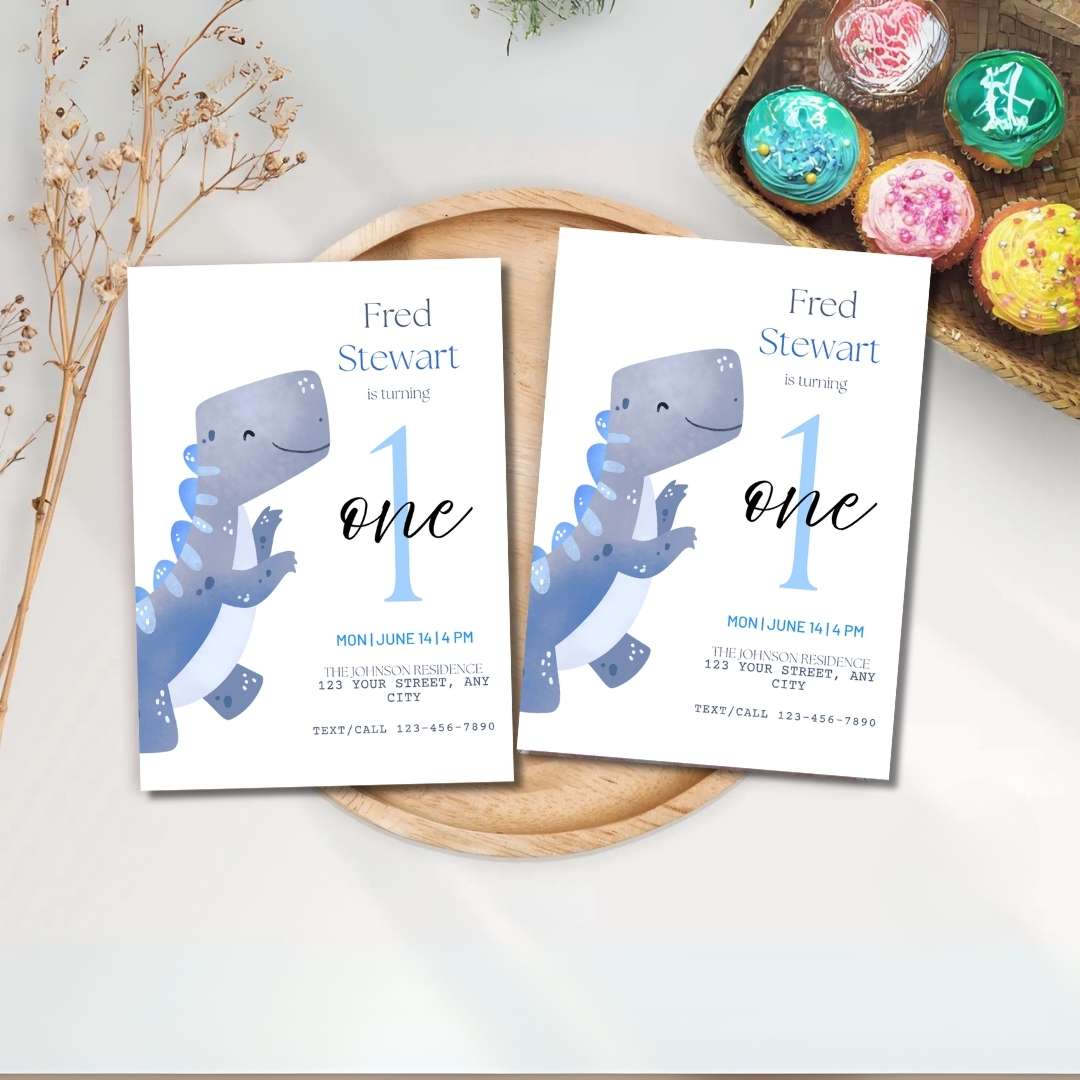 plantilla invitación cumpleaños bebe dinosaurio