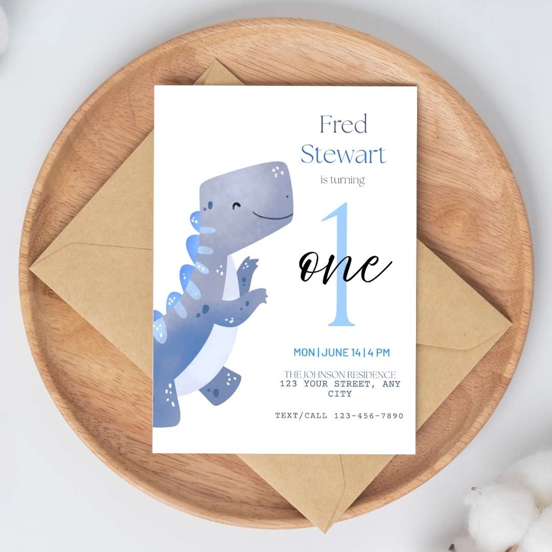 plantilla invitación cumpleaños bebe dinosaurio